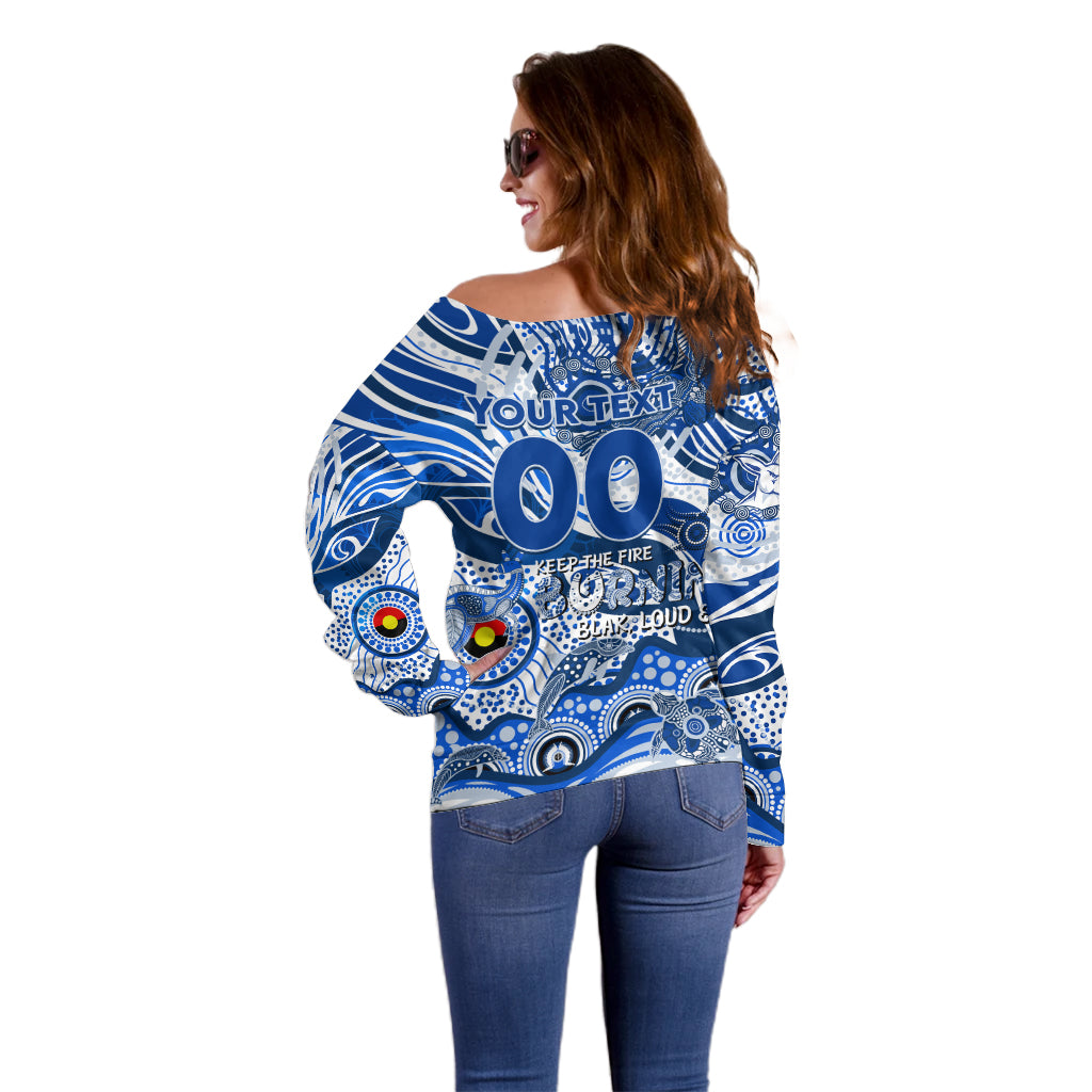 Custom NAIDOC Week 2024 Kangaroos Off Shoulder Sweater Aboriginal Animals Keep The Fire Burning