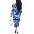 Custom NAIDOC Week 2024 Kangaroos Off The Shoulder Long Sleeve Dress Aboriginal Animals Keep The Fire Burning