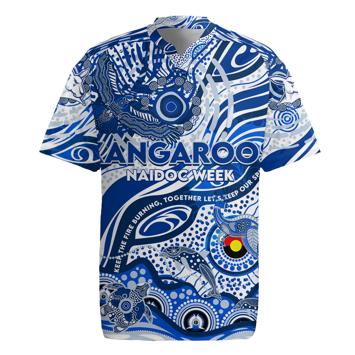 Custom NAIDOC Week 2024 Kangaroos Rugby Jersey Aboriginal Animals Keep The Fire Burning