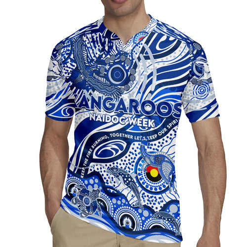 Custom NAIDOC Week 2024 Kangaroos Rugby Jersey Aboriginal Animals Keep The Fire Burning