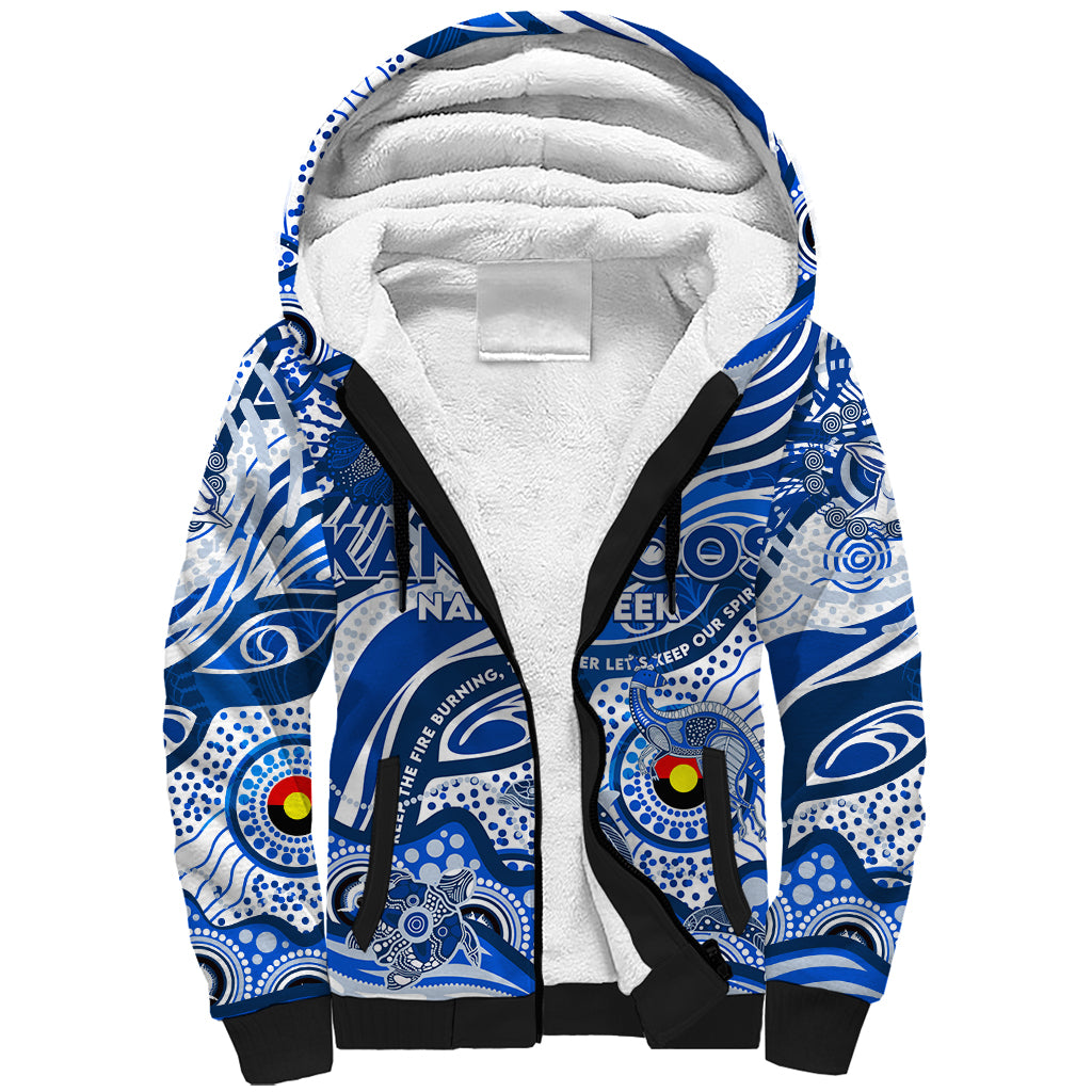 Custom NAIDOC Week 2024 Kangaroos Sherpa Hoodie Aboriginal Animals Keep The Fire Burning