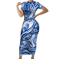 Custom NAIDOC Week 2024 Kangaroos Short Sleeve Bodycon Dress Aboriginal Animals Keep The Fire Burning