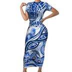 Custom NAIDOC Week 2024 Kangaroos Short Sleeve Bodycon Dress Aboriginal Animals Keep The Fire Burning