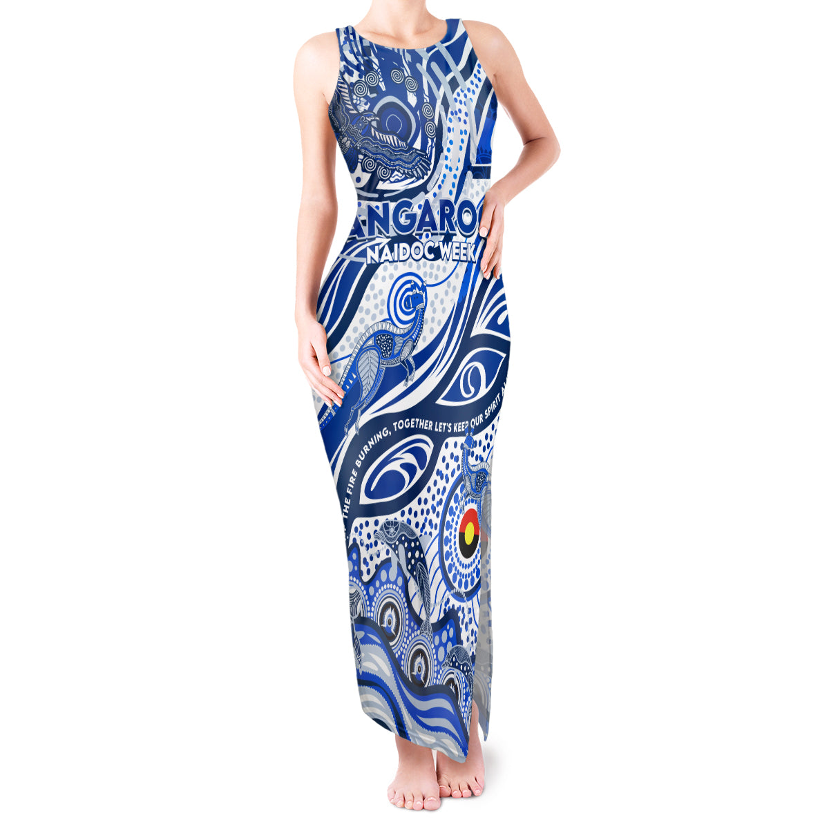 Custom NAIDOC Week 2024 Kangaroos Tank Maxi Dress Aboriginal Animals Keep The Fire Burning