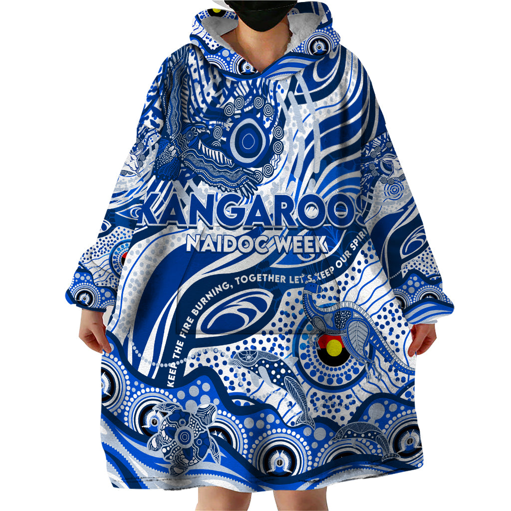 Custom NAIDOC Week 2024 Kangaroos Wearable Blanket Hoodie Aboriginal Animals Keep The Fire Burning