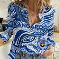 Custom NAIDOC Week 2024 Kangaroos Women Casual Shirt Aboriginal Animals Keep The Fire Burning