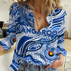 Custom NAIDOC Week 2024 Kangaroos Women Casual Shirt Aboriginal Animals Keep The Fire Burning
