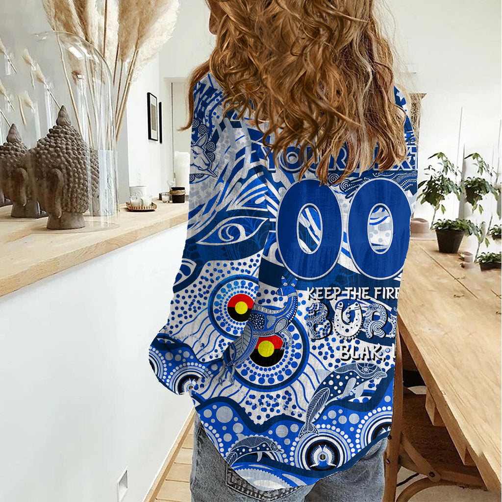Custom NAIDOC Week 2024 Kangaroos Women Casual Shirt Aboriginal Animals Keep The Fire Burning