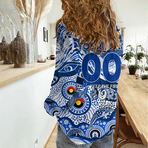 Custom NAIDOC Week 2024 Kangaroos Women Casual Shirt Aboriginal Animals Keep The Fire Burning