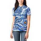 Custom NAIDOC Week 2024 Kangaroos Women Polo Shirt Aboriginal Animals Keep The Fire Burning