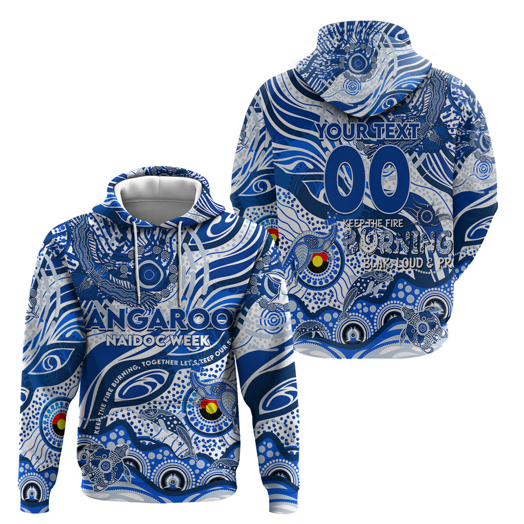 Custom NAIDOC Week 2024 Kangaroos Zip Hoodie Aboriginal Animals Keep The Fire Burning
