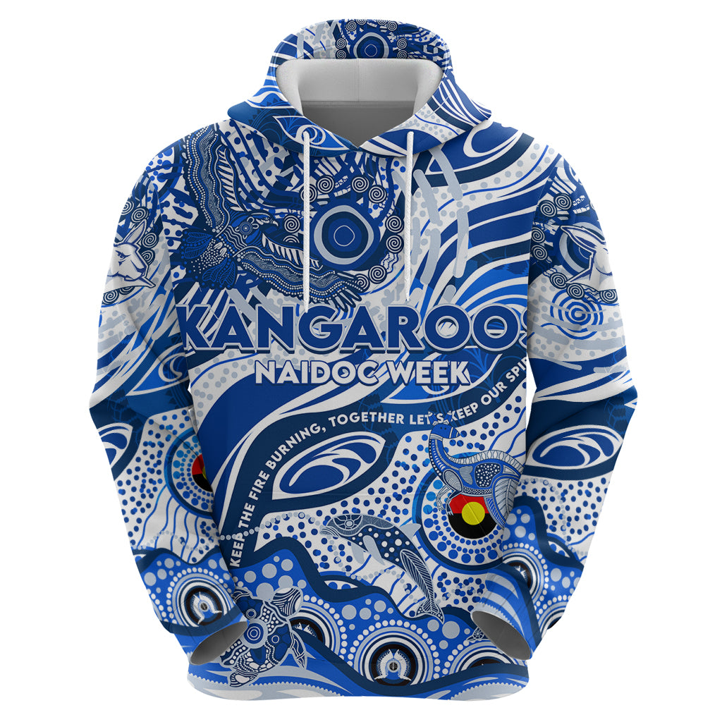 Custom NAIDOC Week 2024 Kangaroos Zip Hoodie Aboriginal Animals Keep The Fire Burning