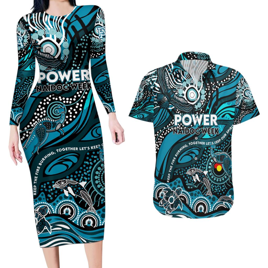 Custom NAIDOC Week 2024 Power Couples Matching Long Sleeve Bodycon Dress and Hawaiian Shirt Aboriginal Animals Keep The Fire Burning