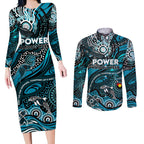 Custom NAIDOC Week 2024 Power Couples Matching Long Sleeve Bodycon Dress and Long Sleeve Button Shirt Aboriginal Animals Keep The Fire Burning