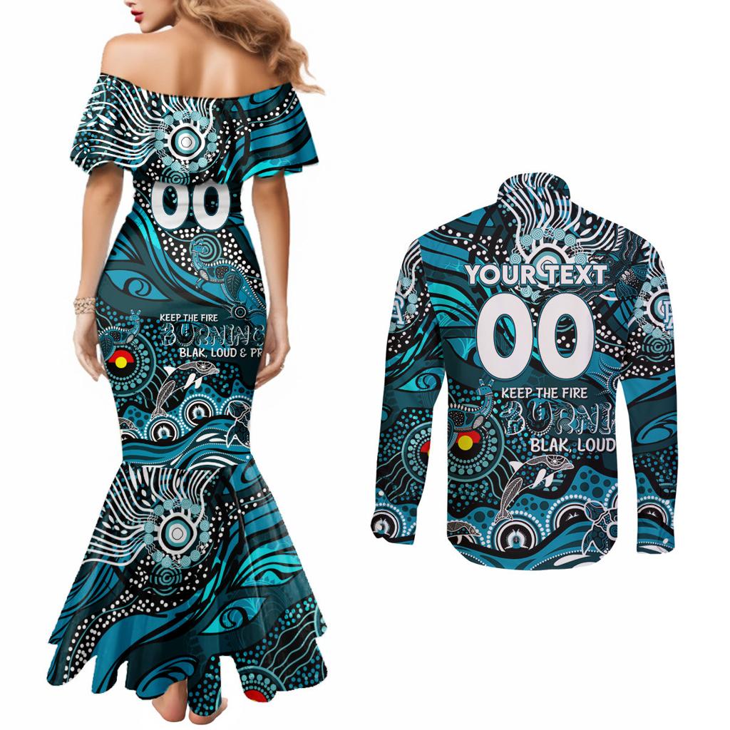 Custom NAIDOC Week 2024 Power Couples Matching Mermaid Dress and Long Sleeve Button Shirt Aboriginal Animals Keep The Fire Burning
