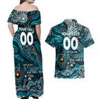 Custom NAIDOC Week 2024 Power Couples Matching Off Shoulder Maxi Dress and Hawaiian Shirt Aboriginal Animals Keep The Fire Burning