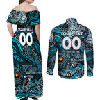 Custom NAIDOC Week 2024 Power Couples Matching Off Shoulder Maxi Dress and Long Sleeve Button Shirt Aboriginal Animals Keep The Fire Burning