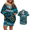 Custom NAIDOC Week 2024 Power Couples Matching Off Shoulder Short Dress and Hawaiian Shirt Aboriginal Animals Keep The Fire Burning