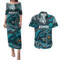 Custom NAIDOC Week 2024 Power Couples Matching Puletasi and Hawaiian Shirt Aboriginal Animals Keep The Fire Burning