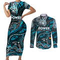 Custom NAIDOC Week 2024 Power Couples Matching Short Sleeve Bodycon Dress and Long Sleeve Button Shirt Aboriginal Animals Keep The Fire Burning