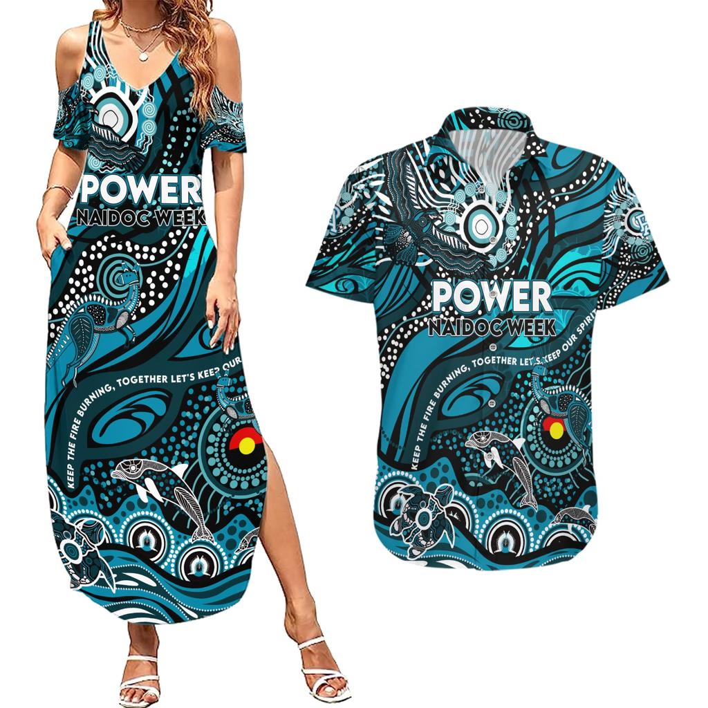 Custom NAIDOC Week 2024 Power Couples Matching Summer Maxi Dress and Hawaiian Shirt Aboriginal Animals Keep The Fire Burning