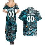 Custom NAIDOC Week 2024 Power Couples Matching Summer Maxi Dress and Hawaiian Shirt Aboriginal Animals Keep The Fire Burning
