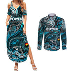 Custom NAIDOC Week 2024 Power Couples Matching Summer Maxi Dress and Long Sleeve Button Shirt Aboriginal Animals Keep The Fire Burning