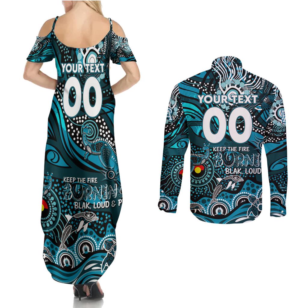 Custom NAIDOC Week 2024 Power Couples Matching Summer Maxi Dress and Long Sleeve Button Shirt Aboriginal Animals Keep The Fire Burning