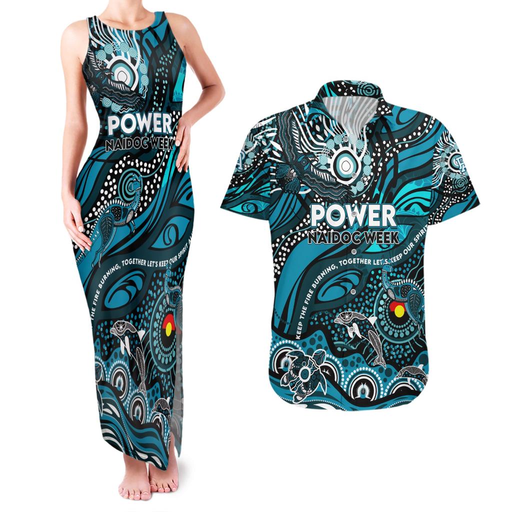 Custom NAIDOC Week 2024 Power Couples Matching Tank Maxi Dress and Hawaiian Shirt Aboriginal Animals Keep The Fire Burning