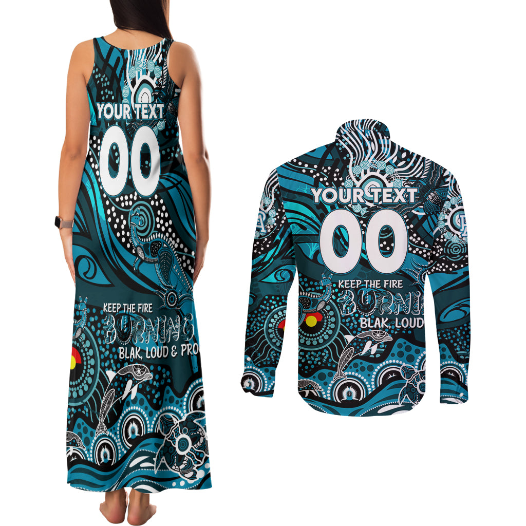 Custom NAIDOC Week 2024 Power Couples Matching Tank Maxi Dress and Long Sleeve Button Shirt Aboriginal Animals Keep The Fire Burning