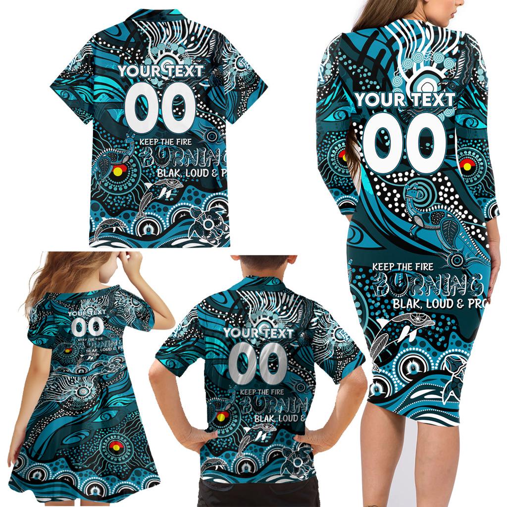 Custom NAIDOC Week 2024 Power Family Matching Long Sleeve Bodycon Dress and Hawaiian Shirt Aboriginal Animals Keep The Fire Burning