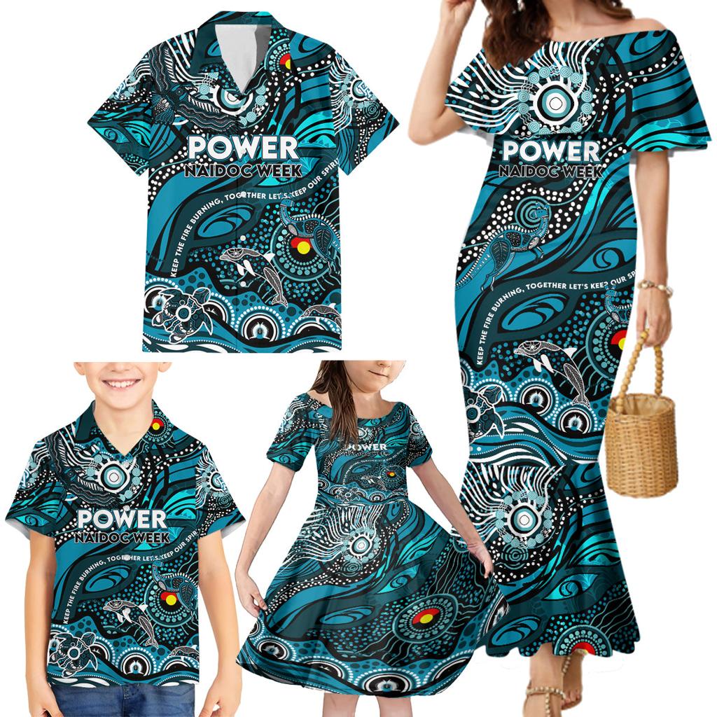 Custom NAIDOC Week 2024 Power Family Matching Mermaid Dress and Hawaiian Shirt Aboriginal Animals Keep The Fire Burning