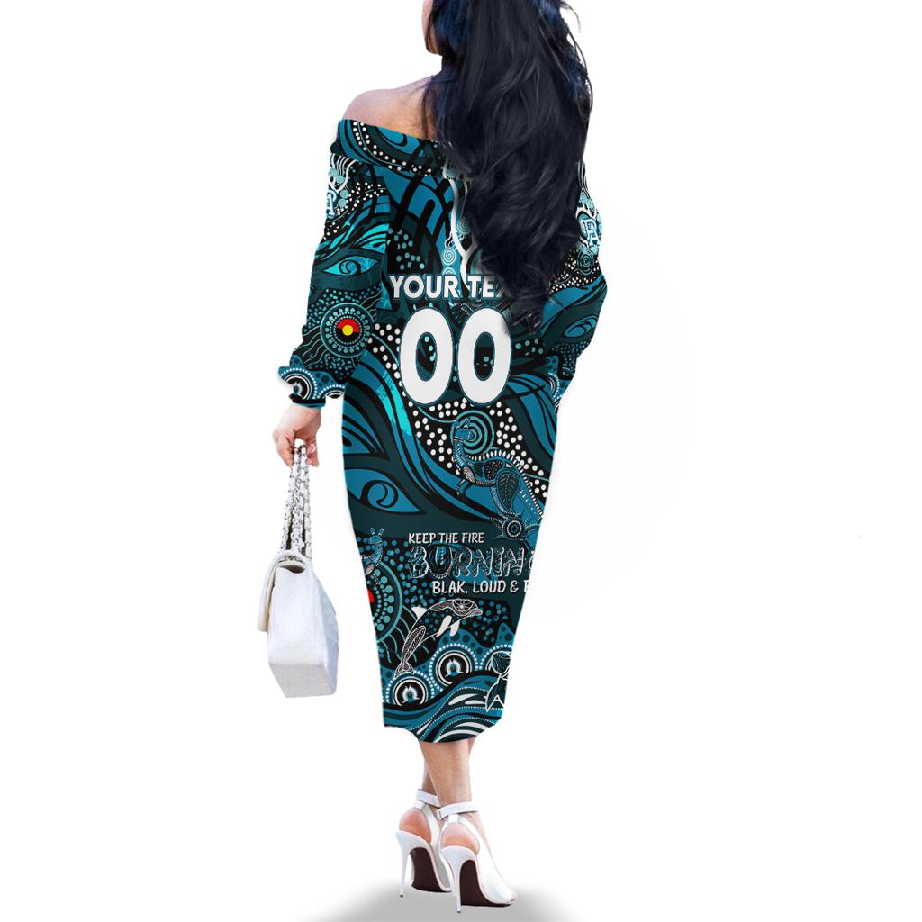 Custom NAIDOC Week 2024 Power Family Matching Off The Shoulder Long Sleeve Dress and Hawaiian Shirt Aboriginal Animals Keep The Fire Burning
