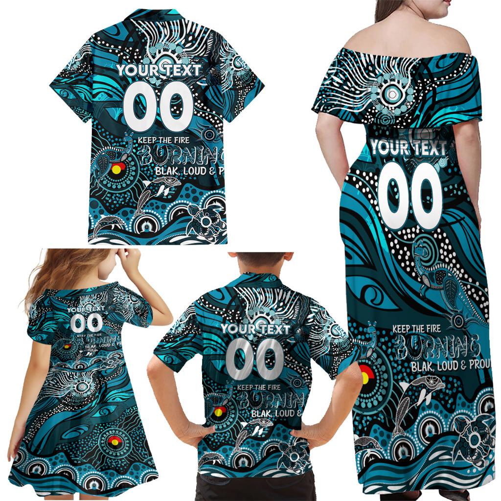 Custom NAIDOC Week 2024 Power Family Matching Off Shoulder Maxi Dress and Hawaiian Shirt Aboriginal Animals Keep The Fire Burning