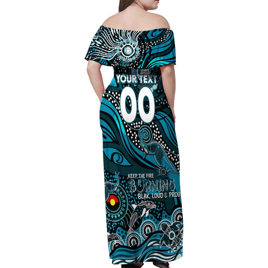 Custom NAIDOC Week 2024 Power Family Matching Off Shoulder Maxi Dress and Hawaiian Shirt Aboriginal Animals Keep The Fire Burning