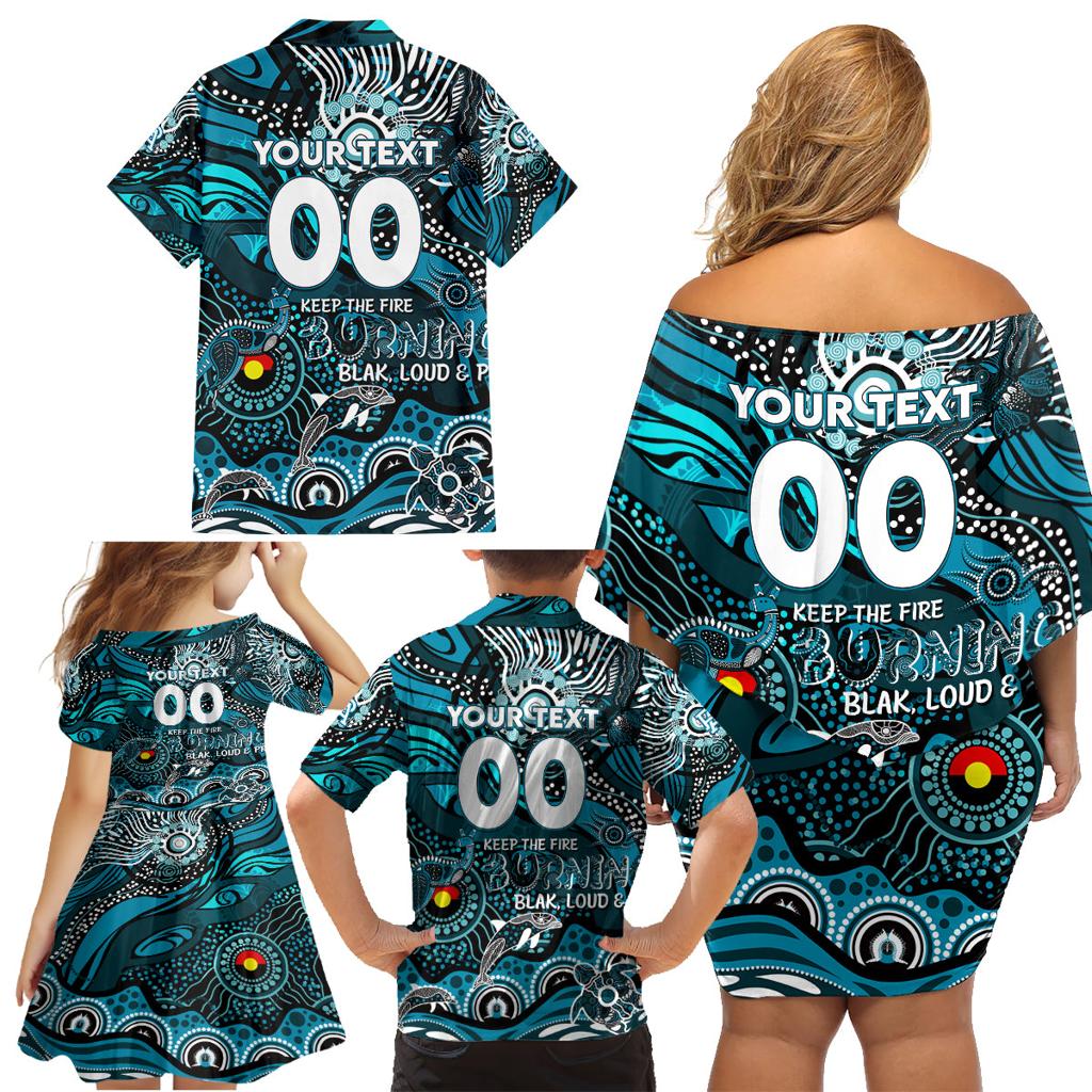 Custom NAIDOC Week 2024 Power Family Matching Off Shoulder Short Dress and Hawaiian Shirt Aboriginal Animals Keep The Fire Burning