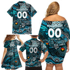Custom NAIDOC Week 2024 Power Family Matching Off Shoulder Short Dress and Hawaiian Shirt Aboriginal Animals Keep The Fire Burning