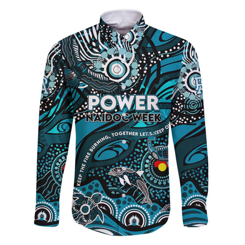 Custom NAIDOC Week 2024 Power Family Matching Off Shoulder Short Dress and Hawaiian Shirt Aboriginal Animals Keep The Fire Burning