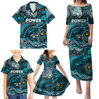 Custom NAIDOC Week 2024 Power Family Matching Puletasi and Hawaiian Shirt Aboriginal Animals Keep The Fire Burning