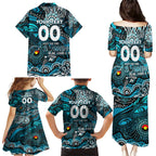 Custom NAIDOC Week 2024 Power Family Matching Puletasi and Hawaiian Shirt Aboriginal Animals Keep The Fire Burning