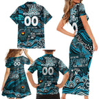 Custom NAIDOC Week 2024 Power Family Matching Short Sleeve Bodycon Dress and Hawaiian Shirt Aboriginal Animals Keep The Fire Burning