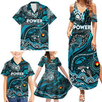 Custom NAIDOC Week 2024 Power Family Matching Summer Maxi Dress and Hawaiian Shirt Aboriginal Animals Keep The Fire Burning