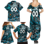 Custom NAIDOC Week 2024 Power Family Matching Summer Maxi Dress and Hawaiian Shirt Aboriginal Animals Keep The Fire Burning