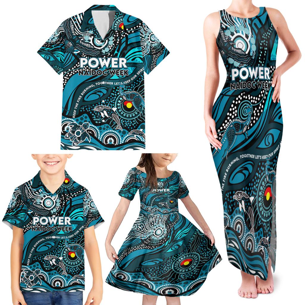 Custom NAIDOC Week 2024 Power Family Matching Tank Maxi Dress and Hawaiian Shirt Aboriginal Animals Keep The Fire Burning