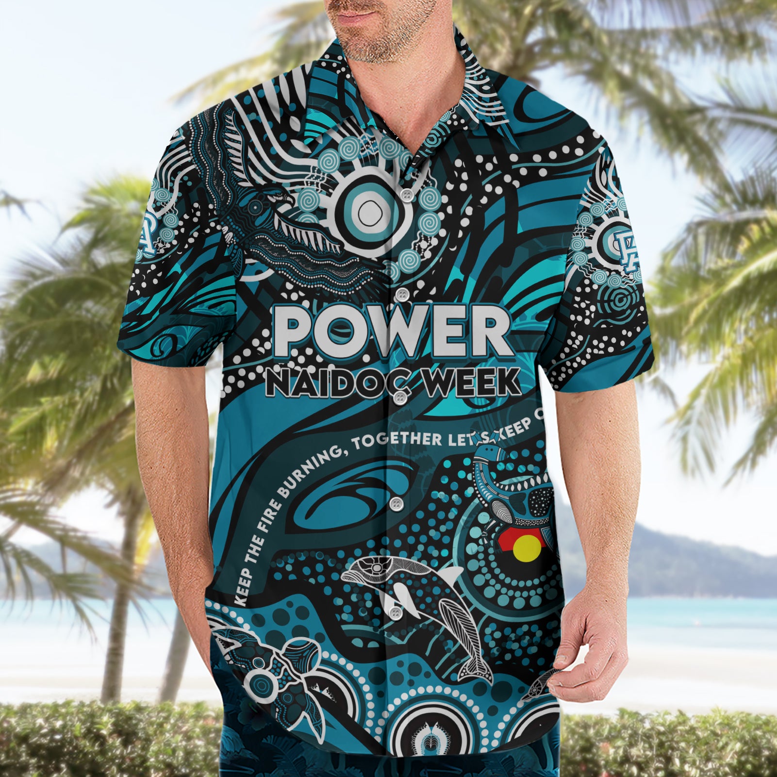 Custom NAIDOC Week 2024 Power Hawaiian Shirt Aboriginal Animals Keep The Fire Burning