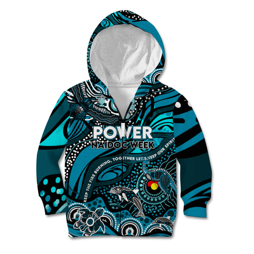 Custom NAIDOC Week 2024 Power Kid Hoodie Aboriginal Animals Keep The Fire Burning