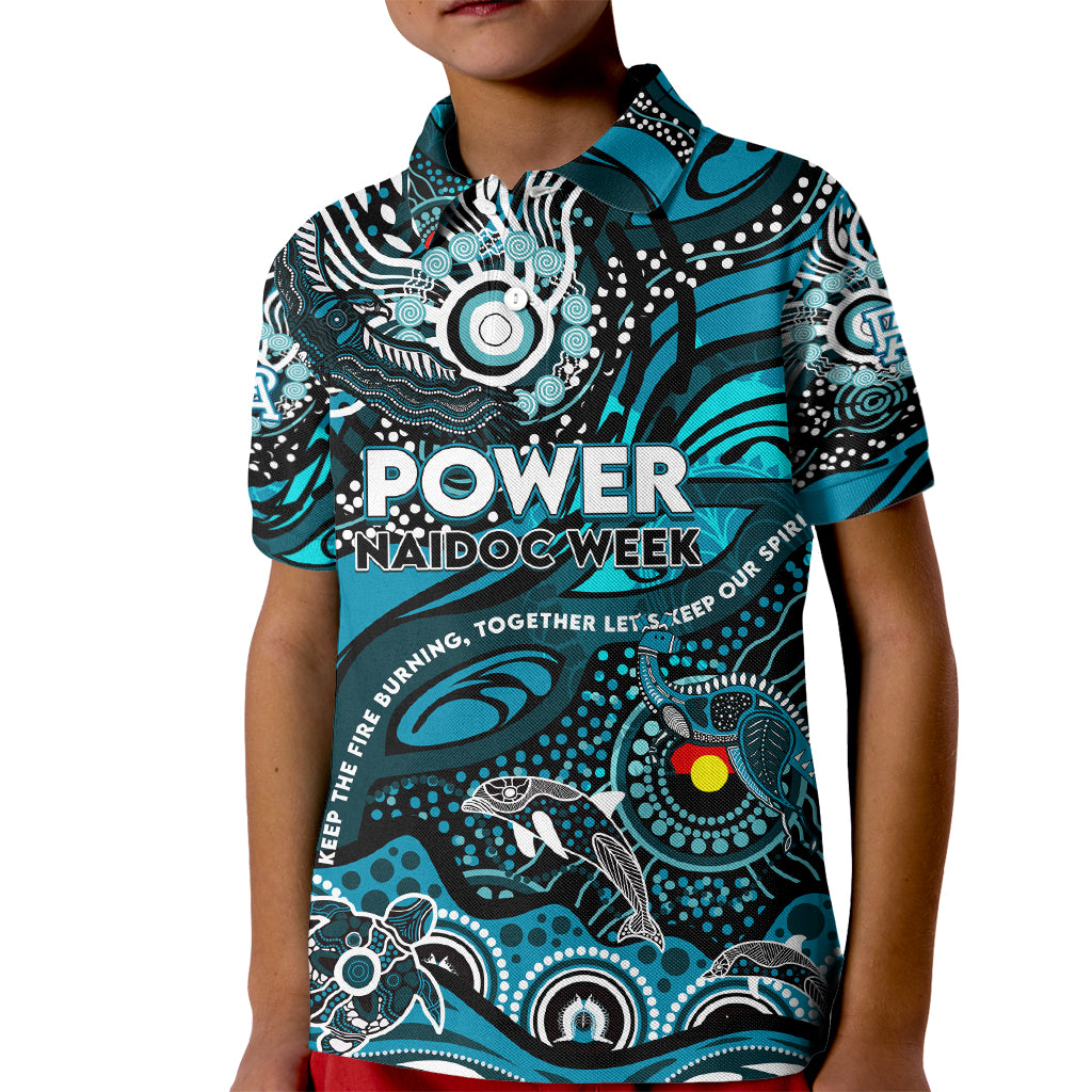 Custom NAIDOC Week 2024 Power Kid Polo Shirt Aboriginal Animals Keep The Fire Burning