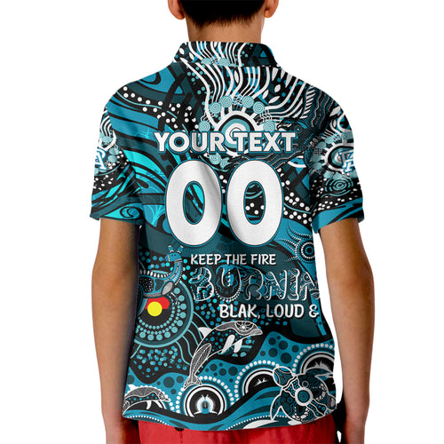 Custom NAIDOC Week 2024 Power Kid Polo Shirt Aboriginal Animals Keep The Fire Burning