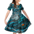 Custom NAIDOC Week 2024 Power Kid Short Sleeve Dress Aboriginal Animals Keep The Fire Burning