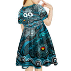 Custom NAIDOC Week 2024 Power Kid Short Sleeve Dress Aboriginal Animals Keep The Fire Burning